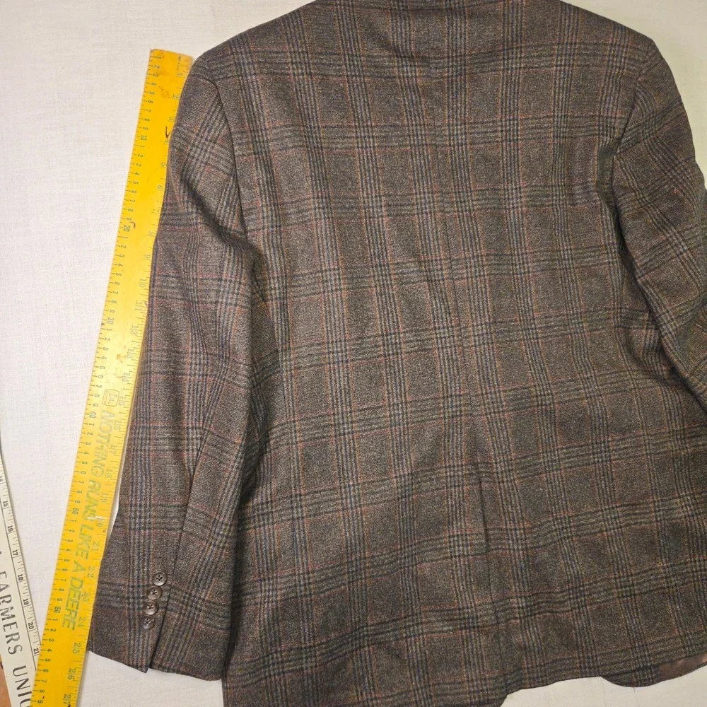 Loro Piana Cremieux Sport Coat 48R Mens Brown Glen Plaid Wool Blazer Jacket Can